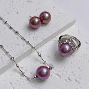 Fresh water real pearl Purple  Pearl Jewelry Set